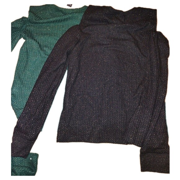 Tommy Hilfiger Womens Top Sz MED Metallic Cold Shoulder T-Shirt In Green & Gold - Picture 9 of 9